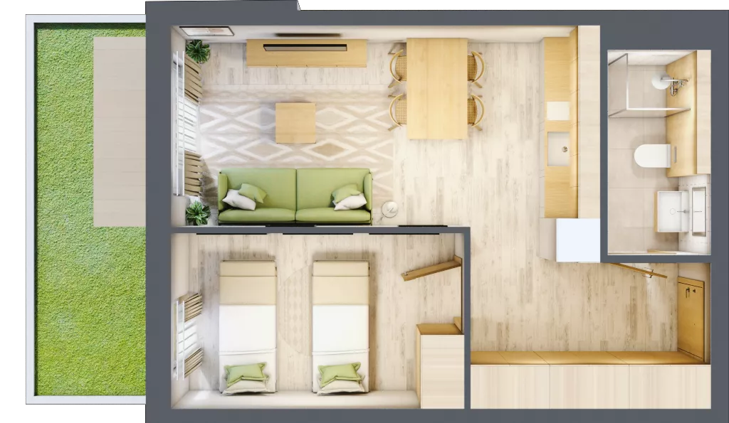 2 pokoje, apartament inwestycyjny 39,09 m², parter, oferta nr C/6, Apartamenty Bałtyk - komfortowe lokale nad morzem, Jastrzębia Góra, ul. Jantarowa 3