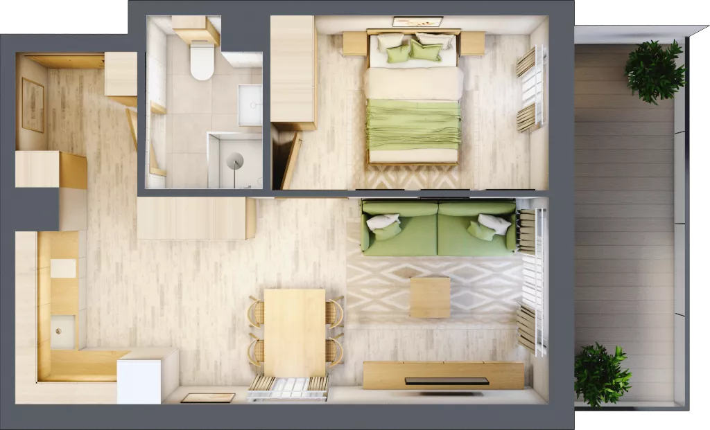 2 pokoje, apartament inwestycyjny 37,50 m², piętro 2, oferta nr C/202, Apartamenty Bałtyk - komfortowe lokale nad morzem, Jastrzębia Góra, ul. Jantarowa 3