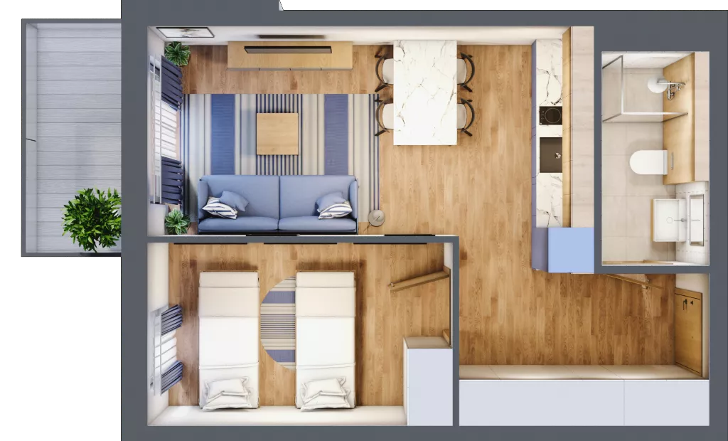 2 pokoje, apartament inwestycyjny 39,15 m², piętro 2, oferta nr C/206, Apartamenty Bałtyk - komfortowe lokale nad morzem, Jastrzębia Góra, ul. Jantarowa 3