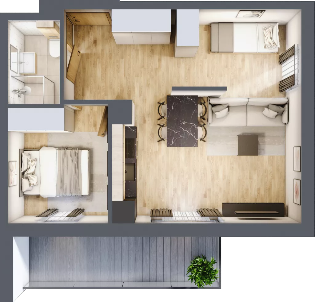 2 pokoje, apartament inwestycyjny 43,96 m², piętro 1, oferta nr C/103, Apartamenty Bałtyk - komfortowe lokale nad morzem, Jastrzębia Góra, ul. Jantarowa 3