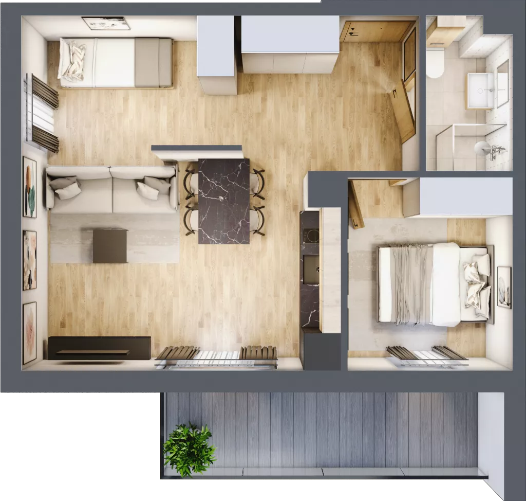 2 pokoje, apartament inwestycyjny 44,95 m², piętro 2, oferta nr C/207, Apartamenty Bałtyk - komfortowe lokale nad morzem, Jastrzębia Góra, ul. Jantarowa 3