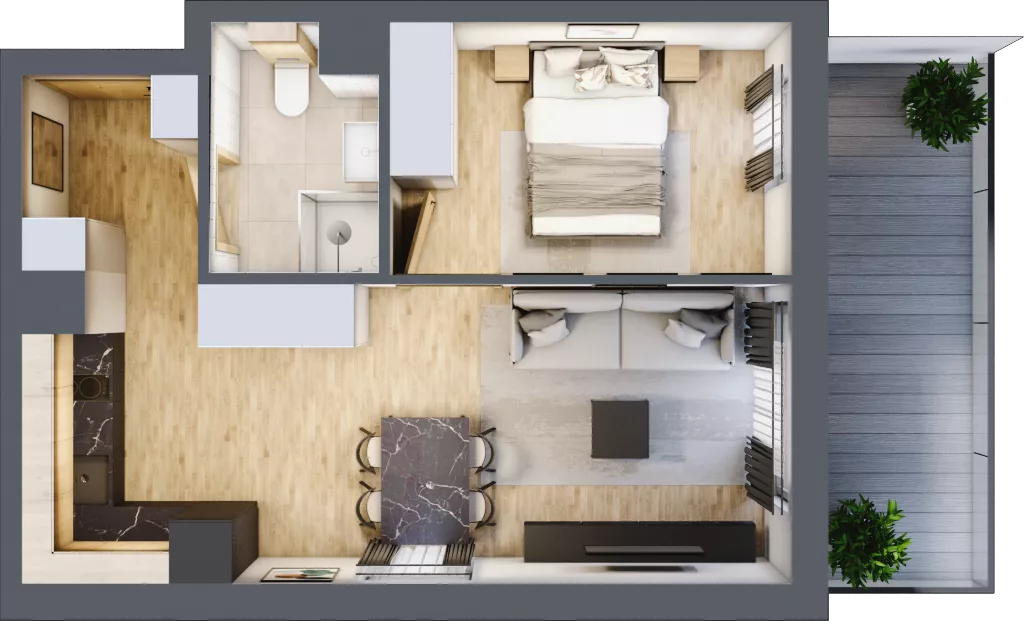 2 pokoje, apartament inwestycyjny 37,53 m², piętro 1, oferta nr C/102, Apartamenty Bałtyk - komfortowe lokale nad morzem, Jastrzębia Góra, ul. Jantarowa 3