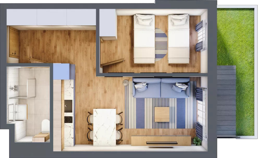 2 pokoje, apartament inwestycyjny 38,94 m², parter, oferta nr C/9, Apartamenty Bałtyk - komfortowe lokale nad morzem, Jastrzębia Góra, ul. Jantarowa 3
