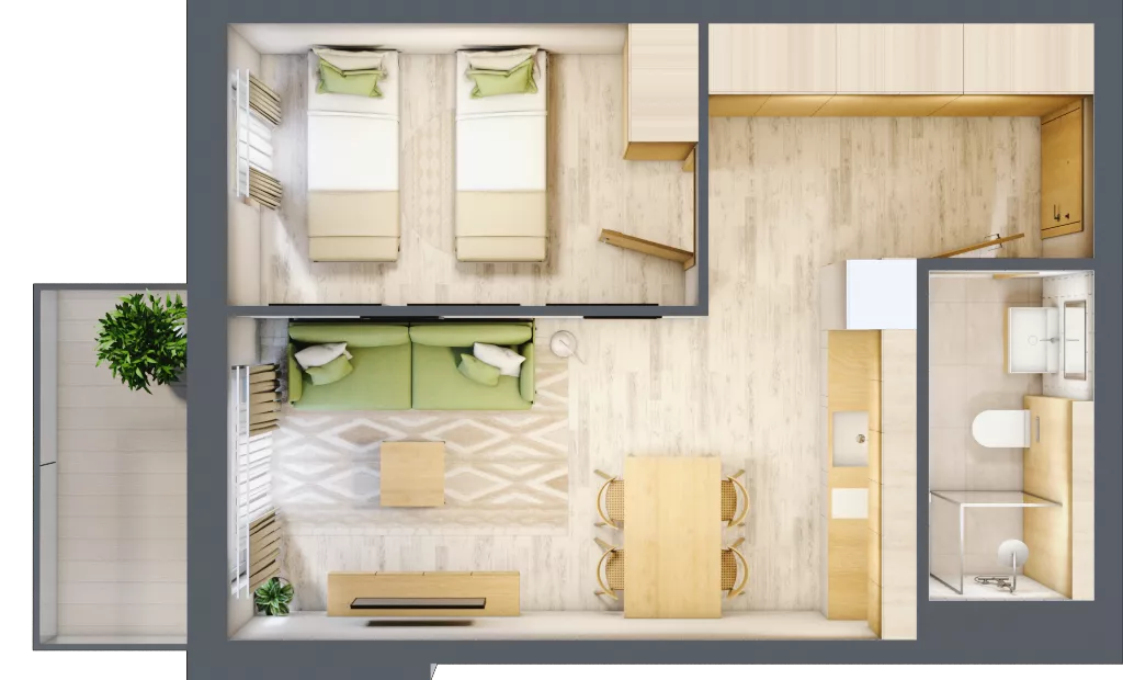 2 pokoje, apartament inwestycyjny 39,14 m², piętro 2, oferta nr C/204, Apartamenty Bałtyk - komfortowe lokale nad morzem, Jastrzębia Góra, ul. Jantarowa 3