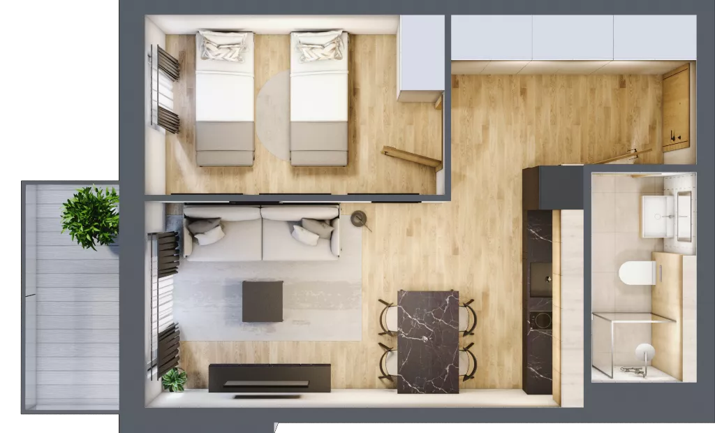 2 pokoje, apartament inwestycyjny 39,22 m², piętro 3, oferta nr C/304, Apartamenty Bałtyk - komfortowe lokale nad morzem, Jastrzębia Góra, ul. Jantarowa 3