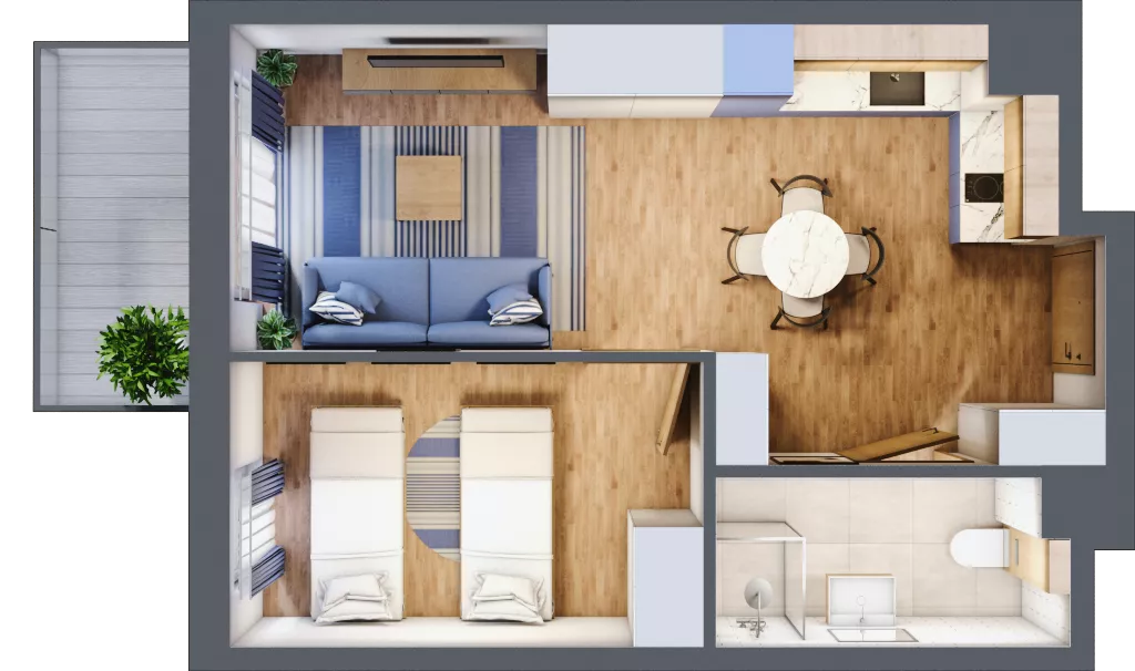2 pokoje, apartament inwestycyjny 38,09 m², piętro 3, oferta nr C/305, Apartamenty Bałtyk - komfortowe lokale nad morzem, Jastrzębia Góra, ul. Jantarowa 3