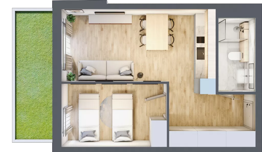 2 pokoje, apartament inwestycyjny 39,09 m², parter, oferta nr C/6, Apartamenty Bałtyk - komfortowe lokale nad morzem, Jastrzębia Góra, ul. Jantarowa 3