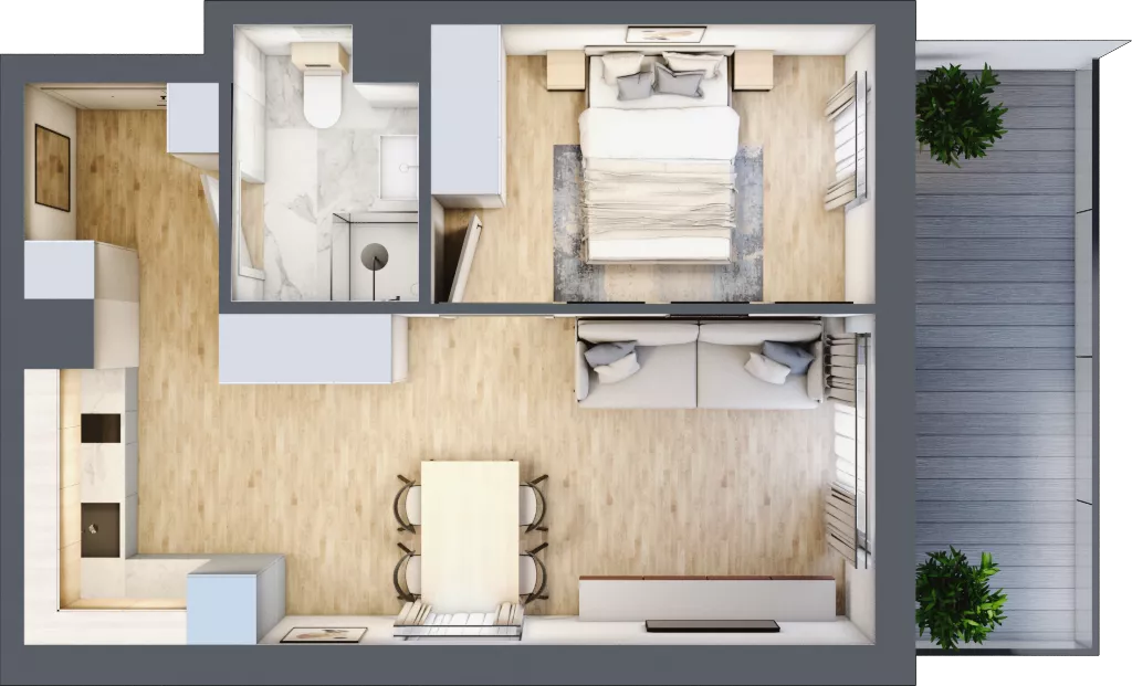 2 pokoje, apartament inwestycyjny 37,50 m², piętro 2, oferta nr C/202, Apartamenty Bałtyk - komfortowe lokale nad morzem, Jastrzębia Góra, ul. Jantarowa 3