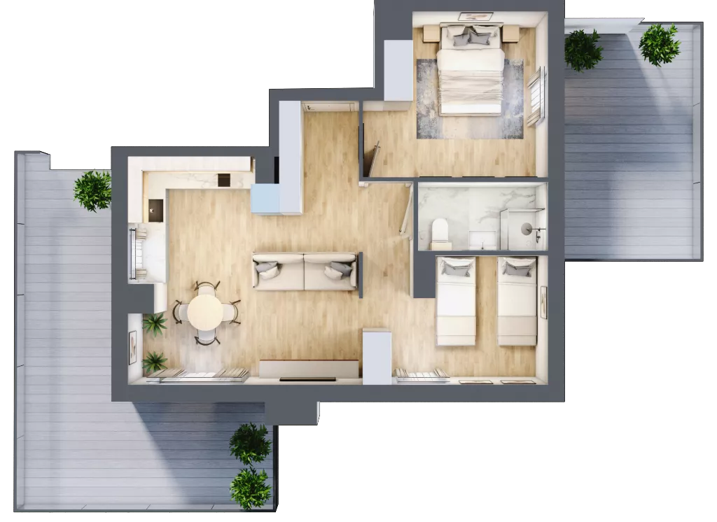 2 pokoje, apartament inwestycyjny 54,19 m², piętro 4, oferta nr C/401, Apartamenty Bałtyk - komfortowe lokale nad morzem, Jastrzębia Góra, ul. Jantarowa 3
