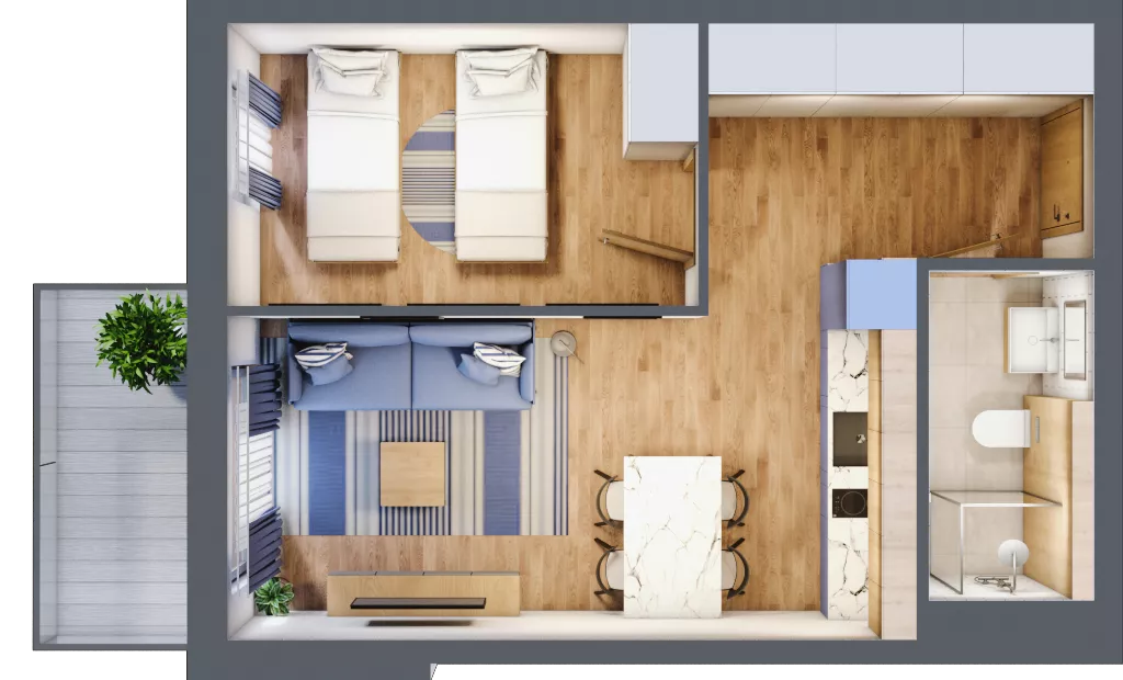 2 pokoje, apartament inwestycyjny 39,24 m², piętro 1, oferta nr C/104, Apartamenty Bałtyk - komfortowe lokale nad morzem, Jastrzębia Góra, ul. Jantarowa 3