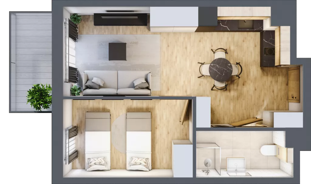 2 pokoje, apartament inwestycyjny 38,20 m², piętro 2, oferta nr C/205, Apartamenty Bałtyk - komfortowe lokale nad morzem, Jastrzębia Góra, ul. Jantarowa 3