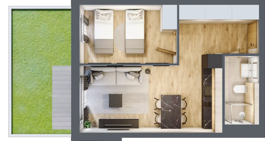 2 pokoje, apartament inwestycyjny 39,22 m², parter, oferta nr C/4, Apartamenty Bałtyk - komfortowe lokale nad morzem, Jastrzębia Góra, ul. Jantarowa 3