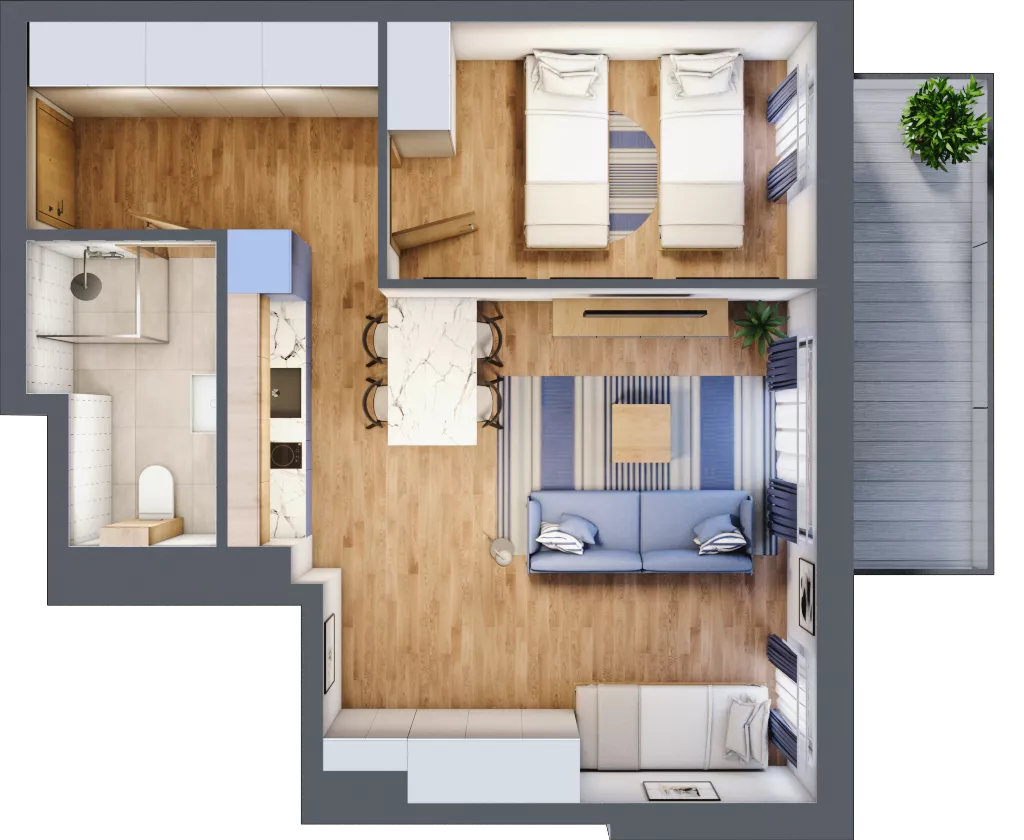 2 pokoje, apartament inwestycyjny 47,48 m², piętro 1, oferta nr C/110, Apartamenty Bałtyk - komfortowe lokale nad morzem, Jastrzębia Góra, ul. Jantarowa 3