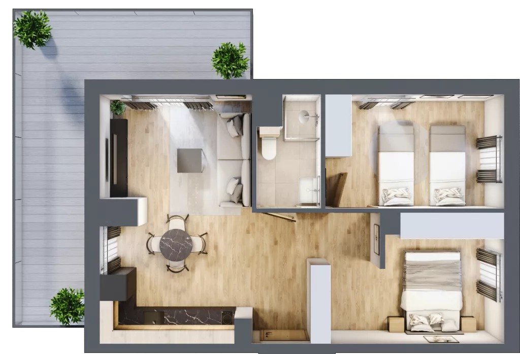 2 pokoje, apartament inwestycyjny 50,86 m², piętro 4, oferta nr C/404, Apartamenty Bałtyk - komfortowe lokale nad morzem, Jastrzębia Góra, ul. Jantarowa 3