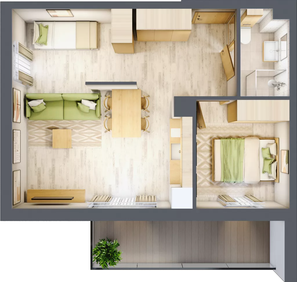 2 pokoje, apartament inwestycyjny 44,87 m², piętro 1, oferta nr C/107, Apartamenty Bałtyk - komfortowe lokale nad morzem, Jastrzębia Góra, ul. Jantarowa 3