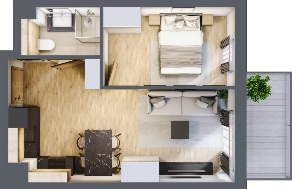 2 pokoje, apartament inwestycyjny 35,45 m², piętro 4, oferta nr D/310, Apartamenty Bałtyk - komfortowe lokale nad morzem, Jastrzębia Góra, ul. Jantarowa 3