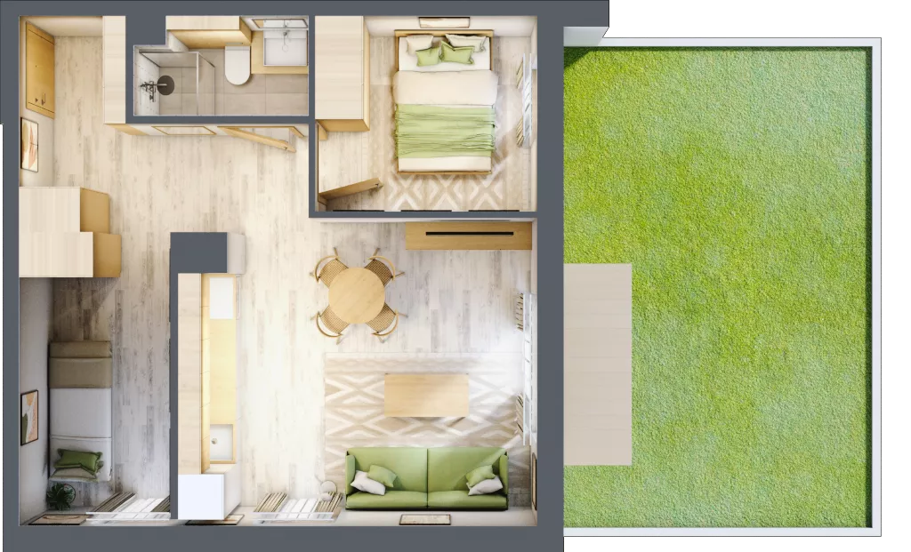 2 pokoje, apartament inwestycyjny 45,46 m², piętro 1, oferta nr D/16, Apartamenty Bałtyk - komfortowe lokale nad morzem, Jastrzębia Góra, ul. Jantarowa 3