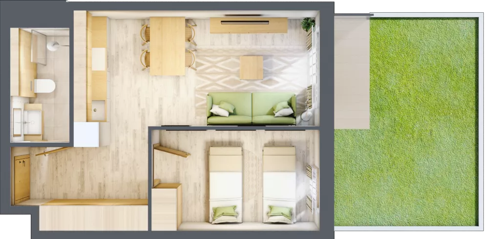 2 pokoje, apartament inwestycyjny 38,36 m², piętro 1, oferta nr D/5, Apartamenty Bałtyk - komfortowe lokale nad morzem, Jastrzębia Góra, ul. Jantarowa 3