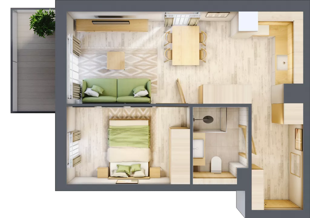 2 pokoje, apartament inwestycyjny 40,00 m², piętro 2, oferta nr D/102, Apartamenty Bałtyk - komfortowe lokale nad morzem, Jastrzębia Góra, ul. Jantarowa 3