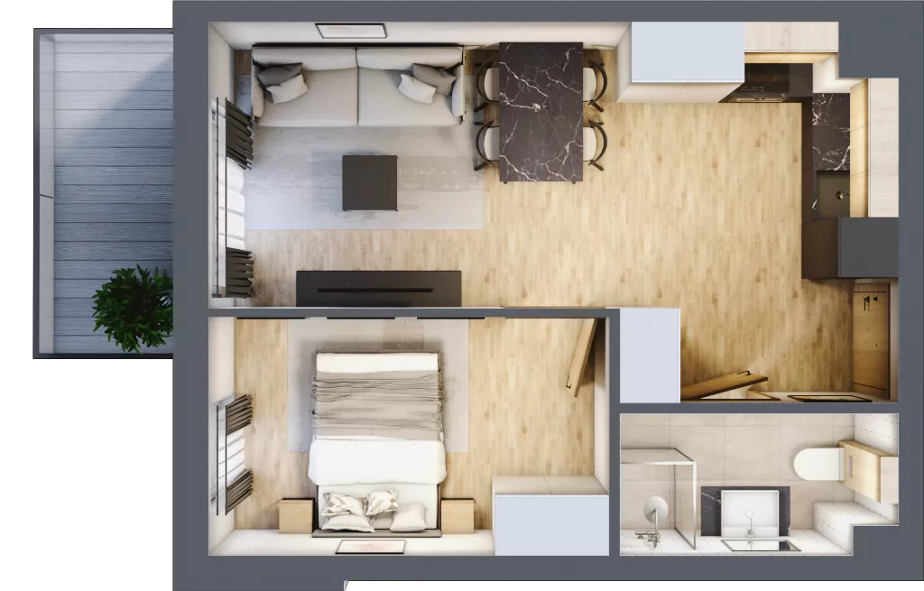 2 pokoje, apartament inwestycyjny 36,08 m², piętro 4, oferta nr D/318, Apartamenty Bałtyk - komfortowe lokale nad morzem, Jastrzębia Góra, ul. Jantarowa 3