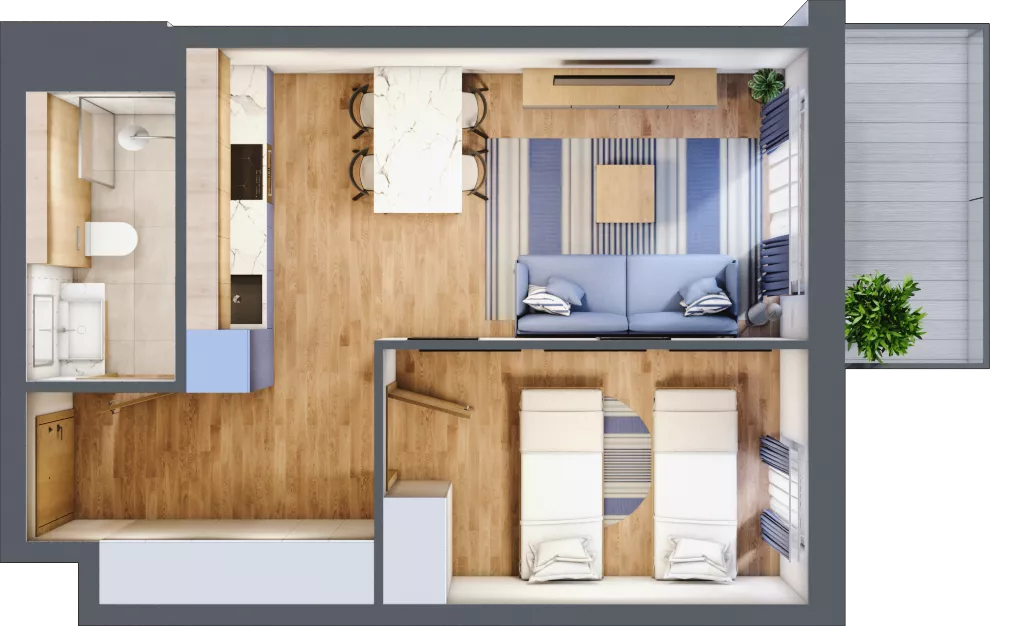 2 pokoje, apartament inwestycyjny 38,67 m², piętro 2, oferta nr D/105, Apartamenty Bałtyk - komfortowe lokale nad morzem, Jastrzębia Góra, ul. Jantarowa 3