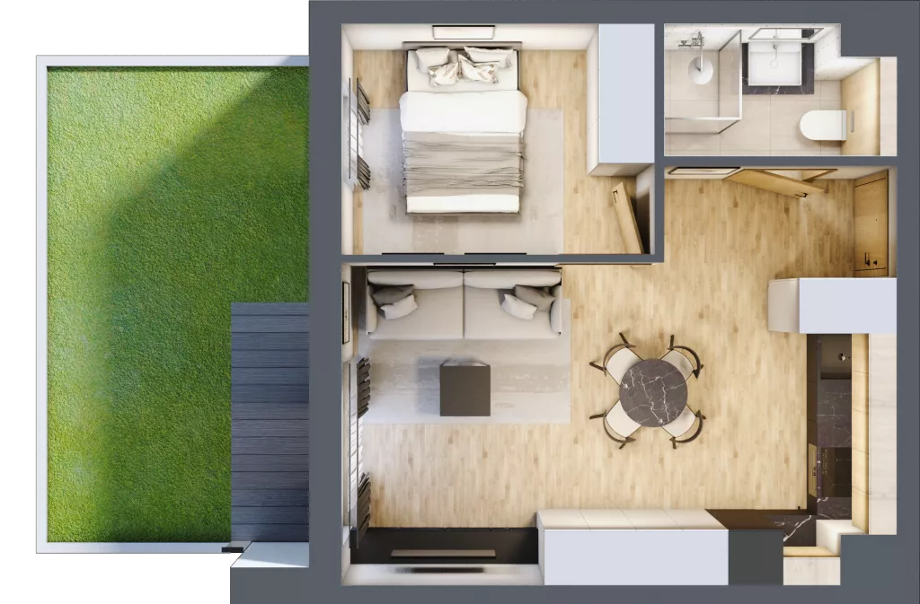 2 pokoje, apartament inwestycyjny 35,93 m², piętro 1, oferta nr D/21, Apartamenty Bałtyk - komfortowe lokale nad morzem, Jastrzębia Góra, ul. Jantarowa 3