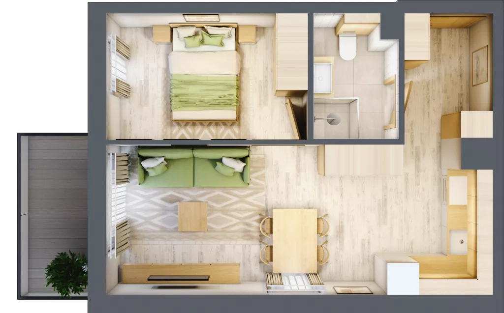 2 pokoje, apartament inwestycyjny 38,55 m², piętro 2, oferta nr D/117, Apartamenty Bałtyk - komfortowe lokale nad morzem, Jastrzębia Góra, ul. Jantarowa 3