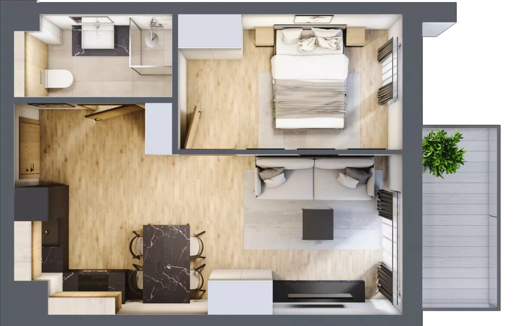 2 pokoje, apartament inwestycyjny 36,07 m², piętro 3, oferta nr D/207, Apartamenty Bałtyk - komfortowe lokale nad morzem, Jastrzębia Góra, ul. Jantarowa 3