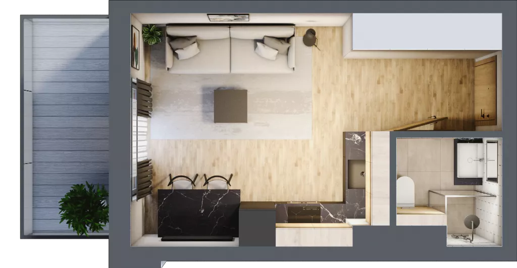 1 pokój, apartament inwestycyjny 22,26 m², piętro 2, oferta nr D/123, Apartamenty Bałtyk - komfortowe lokale nad morzem, Jastrzębia Góra, ul. Jantarowa 3