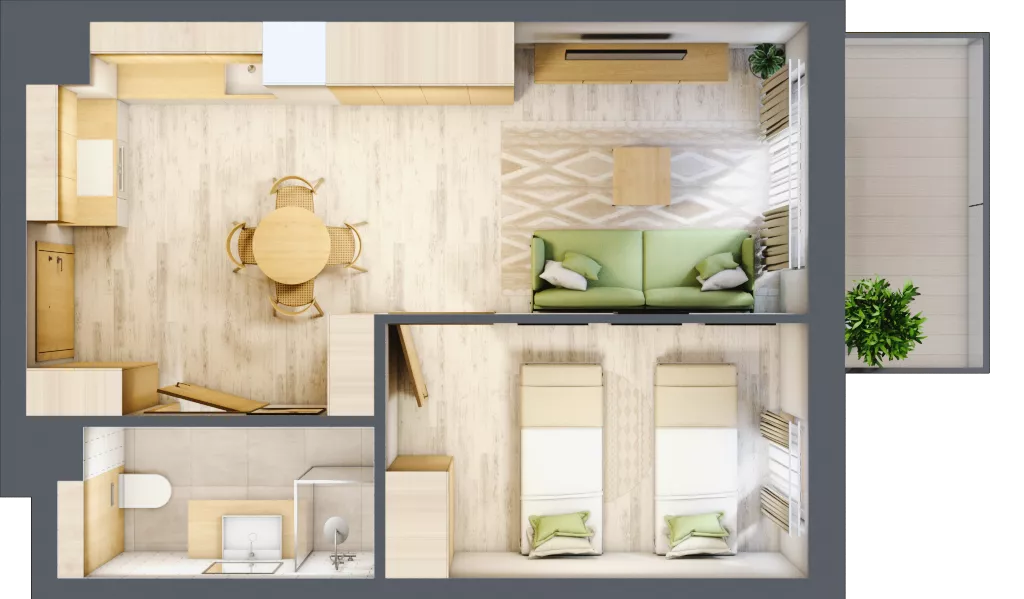 2 pokoje, apartament inwestycyjny 38,78 m², piętro 3, oferta nr D/214, Apartamenty Bałtyk - komfortowe lokale nad morzem, Jastrzębia Góra, ul. Jantarowa 3
