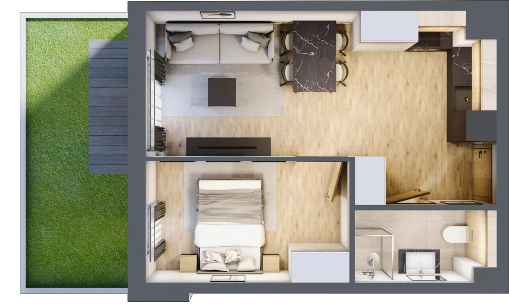 2 pokoje, apartament inwestycyjny 35,79 m², piętro 1, oferta nr D/23, Apartamenty Bałtyk - komfortowe lokale nad morzem, Jastrzębia Góra, ul. Jantarowa 3