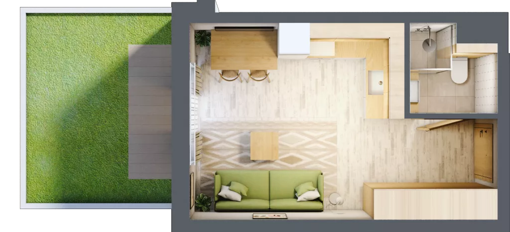 1 pokój, apartament inwestycyjny 22,69 m², piętro 1, oferta nr D/1, Apartamenty Bałtyk - komfortowe lokale nad morzem, Jastrzębia Góra, ul. Jantarowa 3