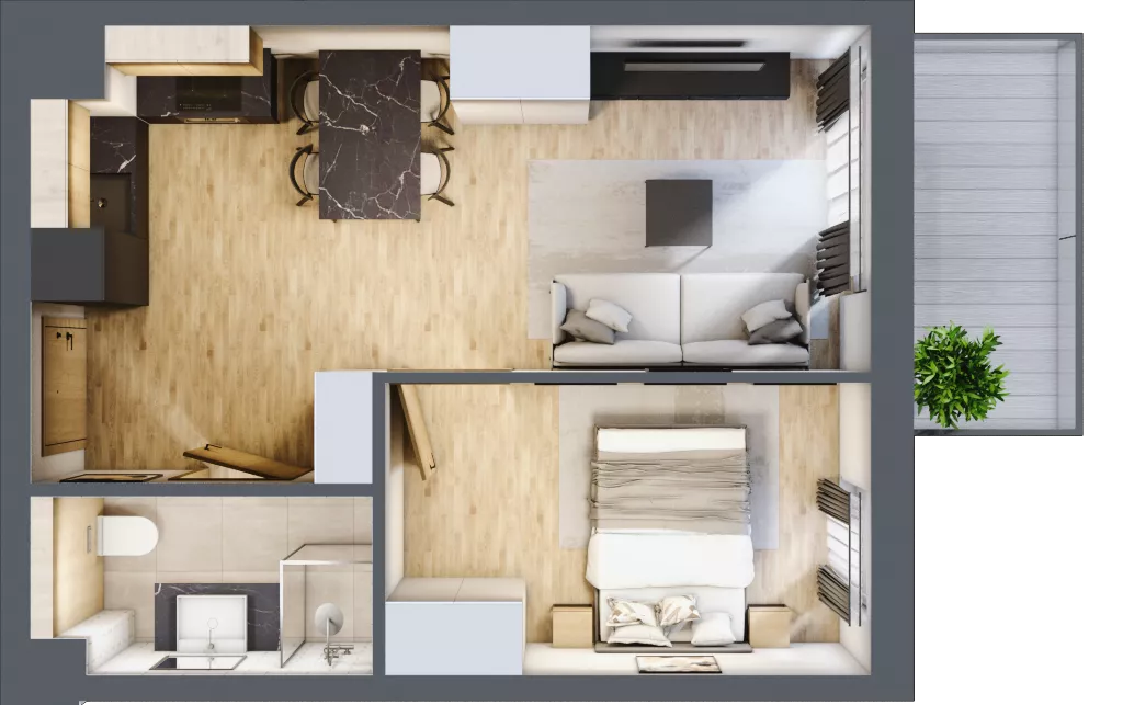 2 pokoje, apartament inwestycyjny 36,10 m², piętro 4, oferta nr D/311, Apartamenty Bałtyk - komfortowe lokale nad morzem, Jastrzębia Góra, ul. Jantarowa 3