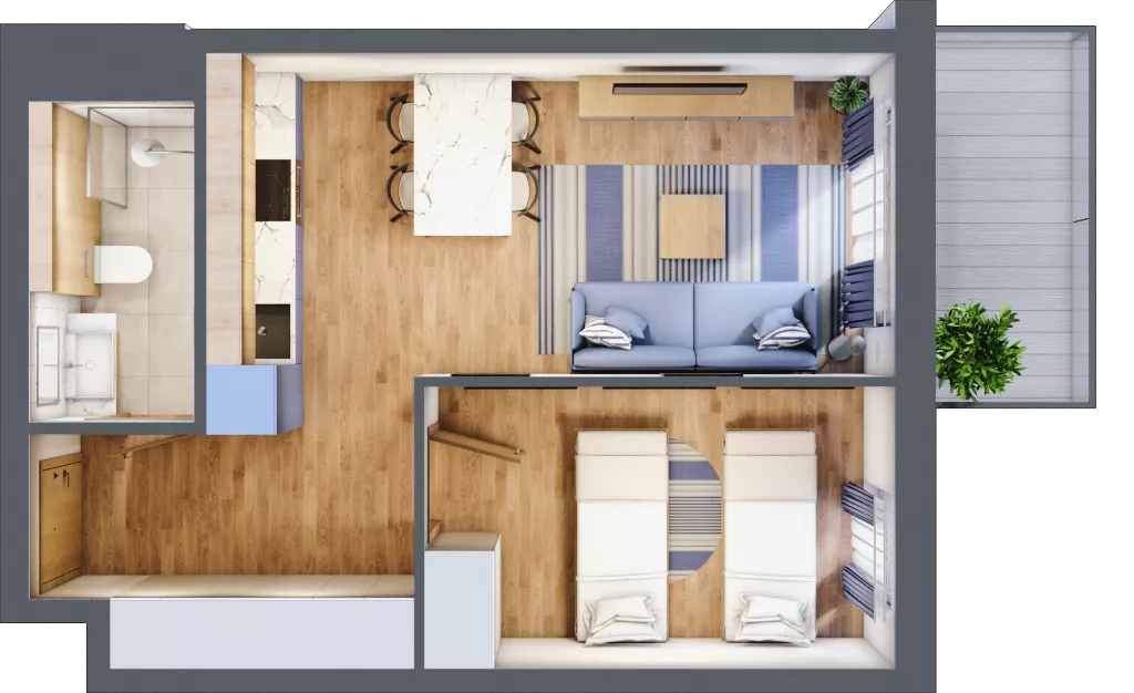 2 pokoje, apartament inwestycyjny 38,59 m², piętro 3, oferta nr D/205, Apartamenty Bałtyk - komfortowe lokale nad morzem, Jastrzębia Góra, ul. Jantarowa 3