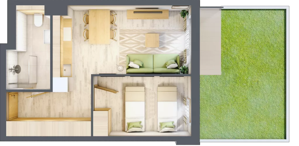 2 pokoje, apartament inwestycyjny 38,48 m², piętro 1, oferta nr D/15, Apartamenty Bałtyk - komfortowe lokale nad morzem, Jastrzębia Góra, ul. Jantarowa 3