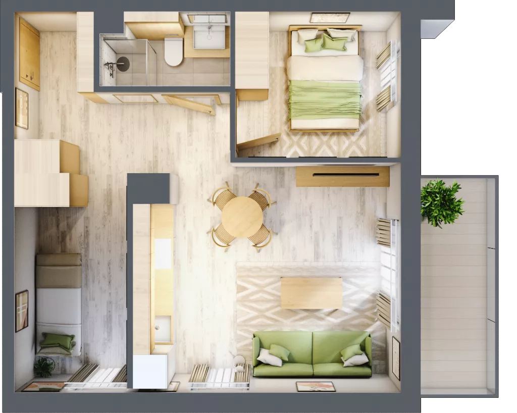 2 pokoje, apartament inwestycyjny 45,86 m², piętro 3, oferta nr D/216, Apartamenty Bałtyk - komfortowe lokale nad morzem, Jastrzębia Góra, ul. Jantarowa 3