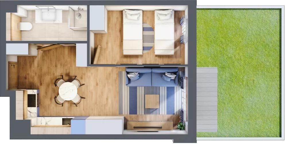 2 pokoje, apartament inwestycyjny 38,31 m², piętro 1, oferta nr D/6, Apartamenty Bałtyk - komfortowe lokale nad morzem, Jastrzębia Góra, ul. Jantarowa 3
