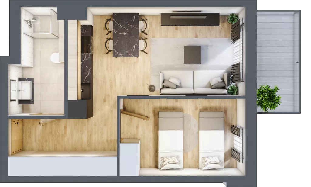 2 pokoje, apartament inwestycyjny 38,57 m², piętro 4, oferta nr D/314, Apartamenty Bałtyk - komfortowe lokale nad morzem, Jastrzębia Góra, ul. Jantarowa 3