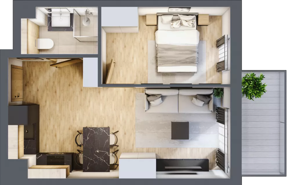 2 pokoje, apartament inwestycyjny 35,35 m², piętro 2, oferta nr D/111, Apartamenty Bałtyk - komfortowe lokale nad morzem, Jastrzębia Góra, ul. Jantarowa 3