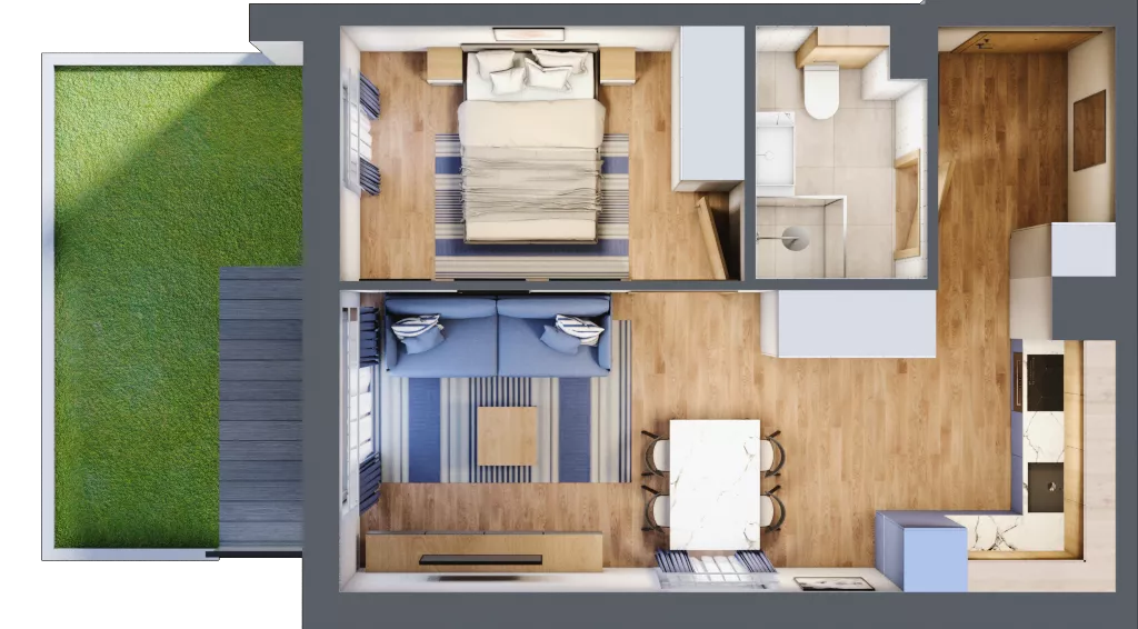 2 pokoje, apartament inwestycyjny 38,29 m², piętro 1, oferta nr D/17, Apartamenty Bałtyk - komfortowe lokale nad morzem, Jastrzębia Góra, ul. Jantarowa 3