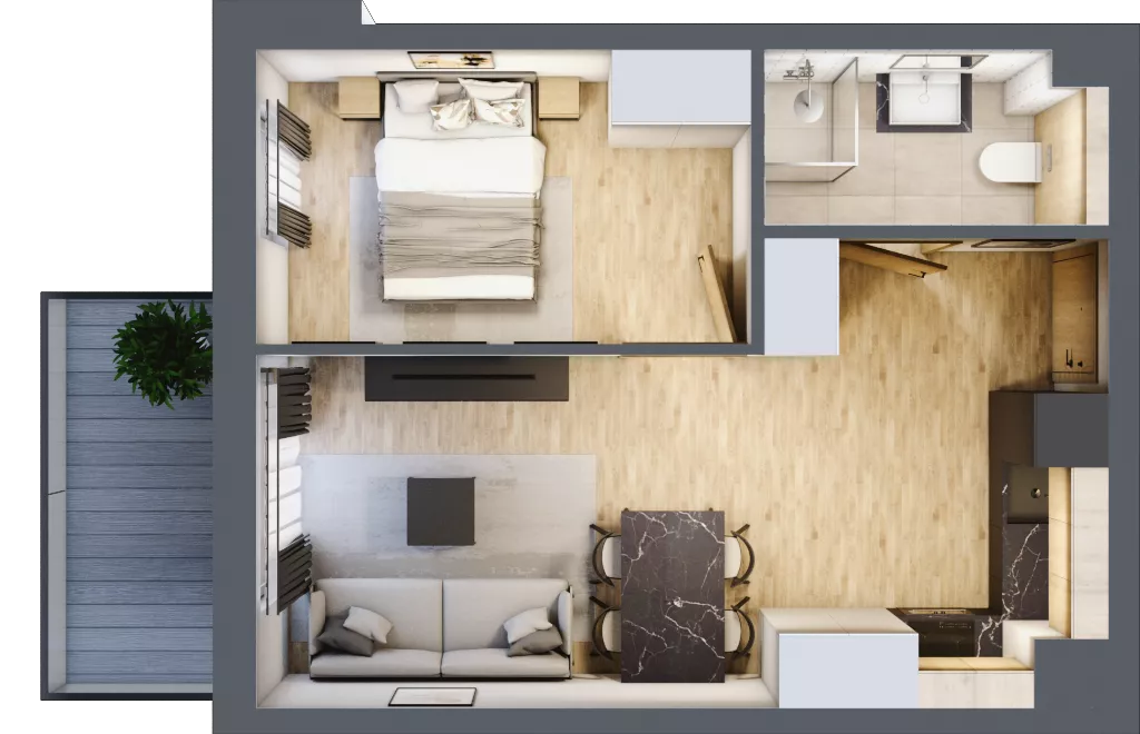 2 pokoje, apartament inwestycyjny 36,05 m², piętro 3, oferta nr D/220, Apartamenty Bałtyk - komfortowe lokale nad morzem, Jastrzębia Góra, ul. Jantarowa 3