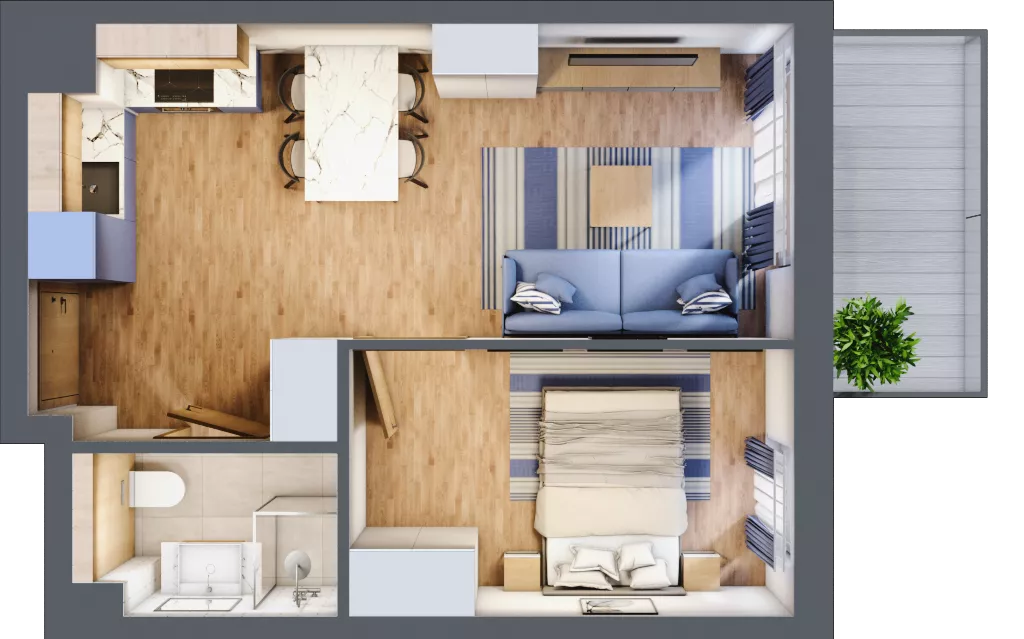 2 pokoje, apartament inwestycyjny 35,40 m², piętro 4, oferta nr D/307, Apartamenty Bałtyk - komfortowe lokale nad morzem, Jastrzębia Góra, ul. Jantarowa 3