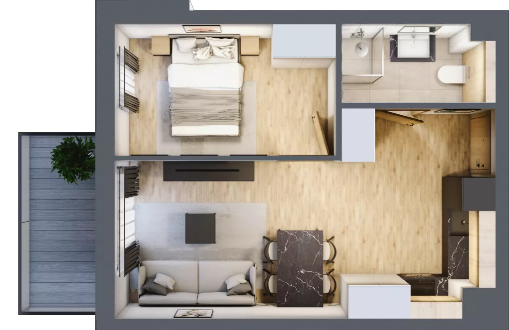 2 pokoje, apartament inwestycyjny 36,06 m², piętro 3, oferta nr D/226, Apartamenty Bałtyk - komfortowe lokale nad morzem, Jastrzębia Góra, ul. Jantarowa 3
