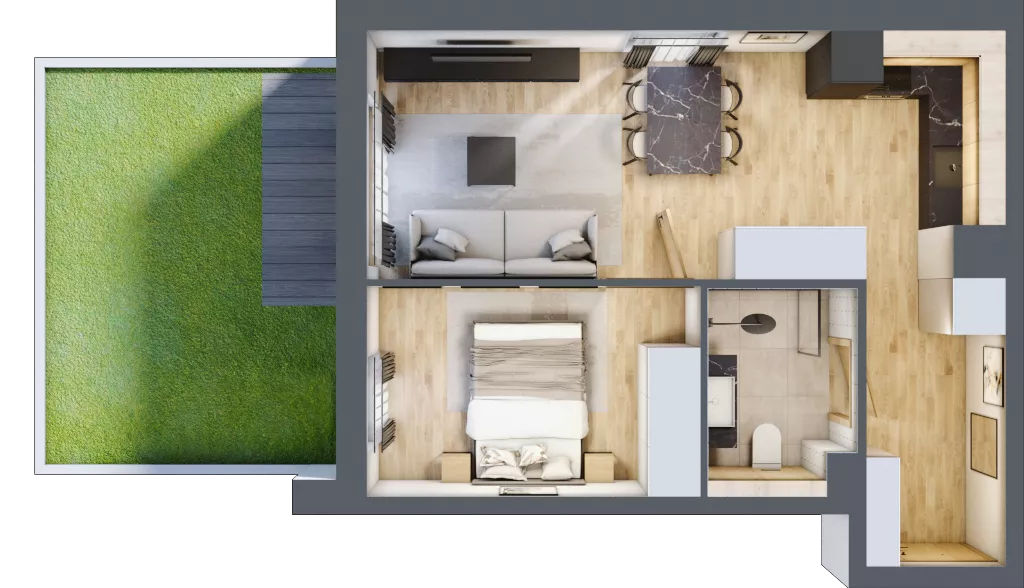 2 pokoje, apartament inwestycyjny 39,66 m², piętro 1, oferta nr D/2, Apartamenty Bałtyk - komfortowe lokale nad morzem, Jastrzębia Góra, ul. Jantarowa 3