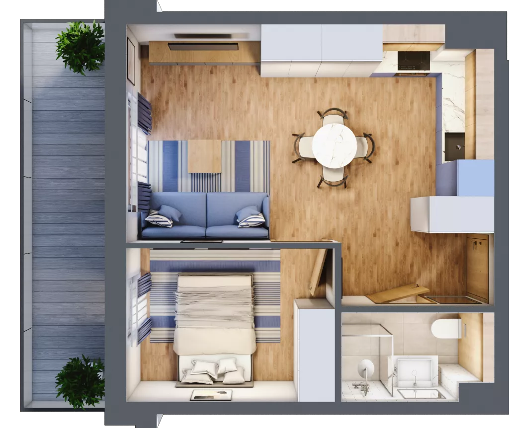 2 pokoje, apartament inwestycyjny 36,74 m², piętro 2, oferta nr D/101, Apartamenty Bałtyk - komfortowe lokale nad morzem, Jastrzębia Góra, ul. Jantarowa 3