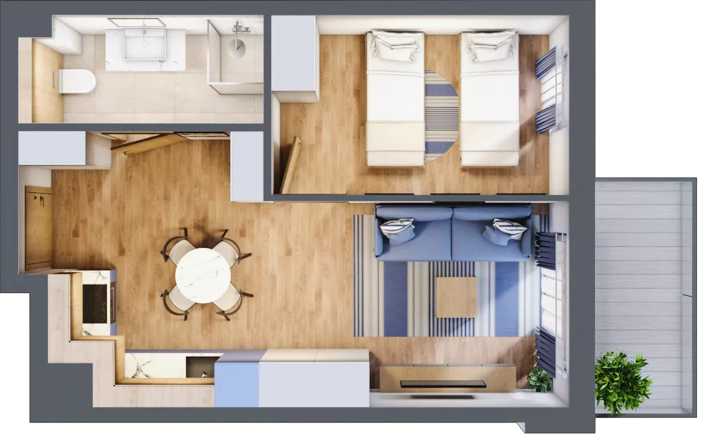 2 pokoje, apartament inwestycyjny 38,53 m², piętro 4, oferta nr D/305, Apartamenty Bałtyk - komfortowe lokale nad morzem, Jastrzębia Góra, ul. Jantarowa 3
