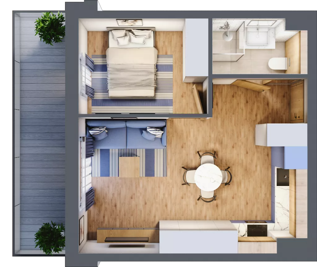 2 pokoje, apartament inwestycyjny 36,68 m², piętro 4, oferta nr D/317, Apartamenty Bałtyk - komfortowe lokale nad morzem, Jastrzębia Góra, ul. Jantarowa 3
