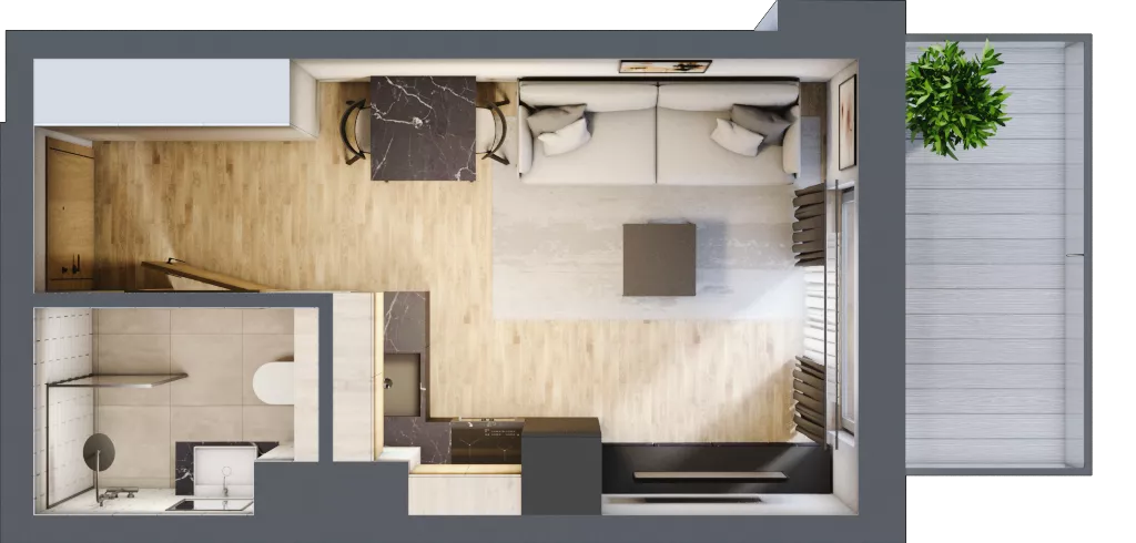 1 pokój, apartament inwestycyjny 20,36 m², piętro 3, oferta nr D/204, Apartamenty Bałtyk - komfortowe lokale nad morzem, Jastrzębia Góra, ul. Jantarowa 3