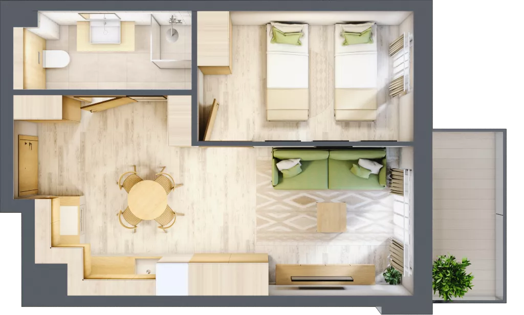 2 pokoje, apartament inwestycyjny 38,54 m², piętro 3, oferta nr D/206, Apartamenty Bałtyk - komfortowe lokale nad morzem, Jastrzębia Góra, ul. Jantarowa 3