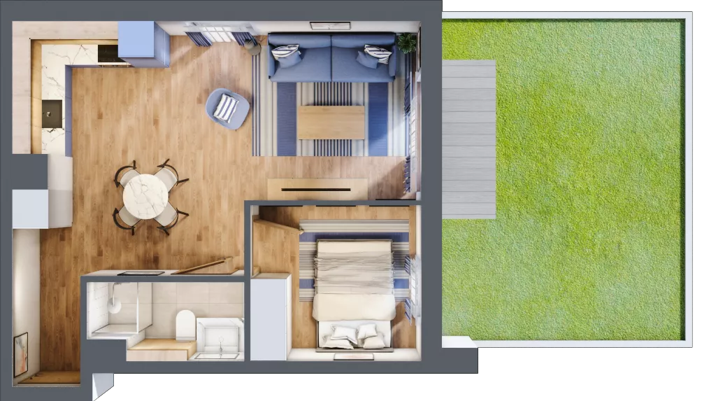 2 pokoje, apartament inwestycyjny 38,82 m², piętro 1, oferta nr D/3, Apartamenty Bałtyk - komfortowe lokale nad morzem, Jastrzębia Góra, ul. Jantarowa 3